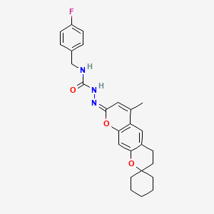 molecular formula C26H28FN3O3 B2451777 (E)-N-(4-fluorobenzyl)-2-(6'-methyl-3'H-spiro[cyclohexane-1,2'-pyrano[3,2-g]chromen]-8'(4'H)-ylidene)hydrazinecarboxamide CAS No. 1334377-17-1