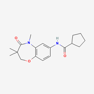 molecular formula C18H24N2O3 B2451824 N-(3,3,5-trimethyl-4-oxo-2,3,4,5-tetrahydro-1,5-benzoxazepin-7-yl)cyclopentanecarboxamide CAS No. 921542-00-9