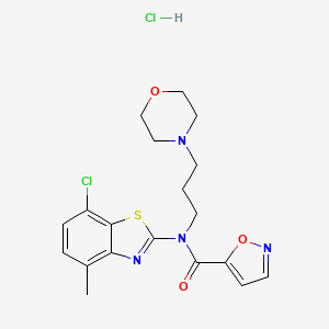 molecular formula C19H22Cl2N4O3S B2451827 N-(7-chloro-4-methylbenzo[d]thiazol-2-yl)-N-(3-morpholinopropyl)isoxazole-5-carboxamide hydrochloride CAS No. 1189654-24-7