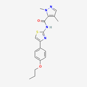 molecular formula C18H20N4O2S B2451835 1,4-dimethyl-N-(4-(4-propoxyphenyl)thiazol-2-yl)-1H-pyrazole-5-carboxamide CAS No. 1207038-92-3