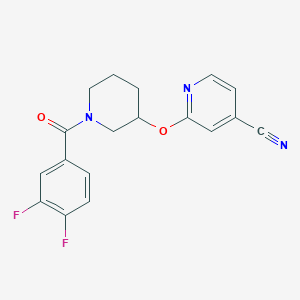 molecular formula C18H15F2N3O2 B2451851 2-((1-(3,4-Difluorobenzoyl)piperidin-3-yl)oxy)isonicotinonitrile CAS No. 2034474-06-9