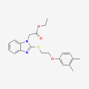 molecular formula C21H24N2O3S B2451854 ethyl 2-(2-{[2-(3,4-dimethylphenoxy)ethyl]sulfanyl}-1H-1,3-benzodiazol-1-yl)acetate CAS No. 919975-83-0