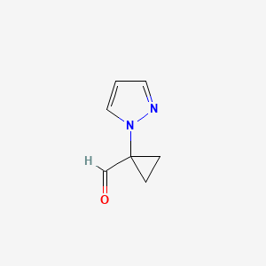 molecular formula C7H8N2O B2451859 1-Pyrazol-1-ylcyclopropane-1-carbaldehyde CAS No. 2168126-75-6