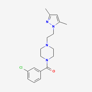 molecular formula C18H23ClN4O B2451864 (3-chlorophenyl)(4-(2-(3,5-dimethyl-1H-pyrazol-1-yl)ethyl)piperazin-1-yl)methanone CAS No. 1286728-13-9