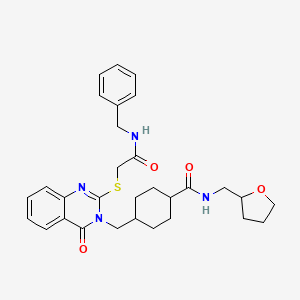 4-((2-((2-(benzylamino)-2-oxoethyl)thio)-4-oxoquinazolin-3(4H)-yl)methyl)-N-((tetrahydrofuran-2-yl)methyl)cyclohexanecarboxamide