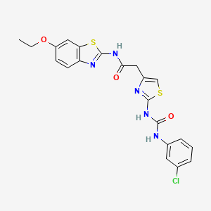 molecular formula C21H18ClN5O3S2 B2451867 2-(2-(3-(3-chlorophenyl)ureido)thiazol-4-yl)-N-(6-ethoxybenzo[d]thiazol-2-yl)acetamide CAS No. 897621-54-4