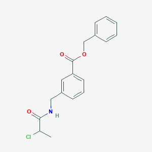 molecular formula C18H18ClNO3 B2451869 Benzyl 3-[(2-chloropropanamido)methyl]benzoate CAS No. 2411242-62-9