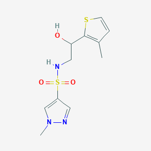 molecular formula C11H15N3O3S2 B2451872 N-(2-hydroxy-2-(3-methylthiophen-2-yl)ethyl)-1-methyl-1H-pyrazole-4-sulfonamide CAS No. 1795083-94-1