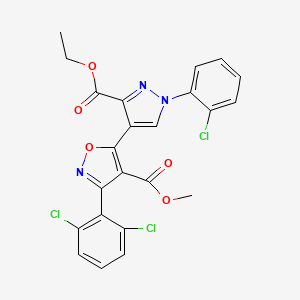methyl 5-[1-(2-chlorophenyl)-3-(ethoxycarbonyl)-1H-pyrazol-4-yl]-3-(2,6-dichlorophenyl)-1,2-oxazole-4-carboxylate