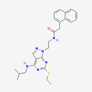 molecular formula C25H30N6OS B2451886 N-(2-(6-(ethylthio)-4-(isobutylamino)-1H-pyrazolo[3,4-d]pyrimidin-1-yl)ethyl)-2-(naphthalen-1-yl)acetamide CAS No. 954089-86-2