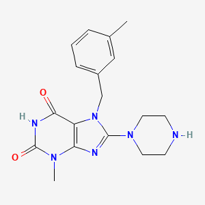 3-Methyl-7-[(3-methylphenyl)methyl]-8-piperazin-1-ylpurine-2,6-dione