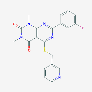 7-(3-Fluorophenyl)-1,3-dimethyl-5-(pyridin-3-ylmethylsulfanyl)pyrimido[4,5-d]pyrimidine-2,4-dione