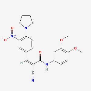 2-cyano-N-(3,4-dimethoxyphenyl)-3-[3-nitro-4-(pyrrolidin-1-yl)phenyl]prop-2-enamide