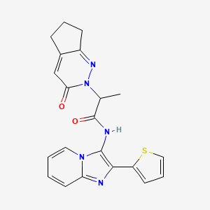 2-(3-oxo-3,5,6,7-tetrahydro-2H-cyclopenta[c]pyridazin-2-yl)-N-(2-(thiophen-2-yl)imidazo[1,2-a]pyridin-3-yl)propanamide