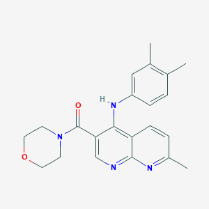 molecular formula C22H24N4O2 B2451938 (4-((3,4-二甲基苯基)氨基)-7-甲基-1,8-萘啉-3-基)(吗啉基)甲酮 CAS No. 1251564-35-8