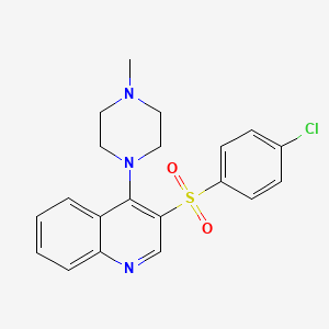 molecular formula C20H20ClN3O2S B2451946 3-(4-Chlorobenzenesulfonyl)-4-(4-methylpiperazin-1-yl)quinoline CAS No. 866895-34-3