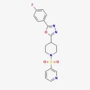 molecular formula C18H17FN4O3S B2451959 2-(4-氟苯基)-5-(1-(吡啶-3-基磺酰)哌啶-4-基)-1,3,4-噁唑 CAS No. 1172350-87-6