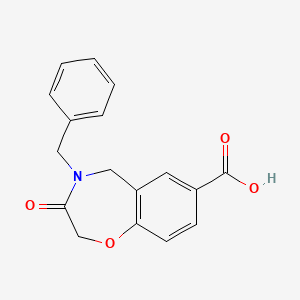 molecular formula C17H15NO4 B2451960 4-Benzyl-3-oxo-2,3,4,5-tetrahydro-1,4-benzoxazepine-7-carboxylic acid CAS No. 1443978-15-1