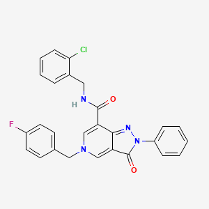 molecular formula C27H20ClFN4O2 B2451968 N-[(2-chlorophenyl)methyl]-5-[(4-fluorophenyl)methyl]-3-oxo-2-phenyl-2H,3H,5H-pyrazolo[4,3-c]pyridine-7-carboxamide CAS No. 921876-77-9