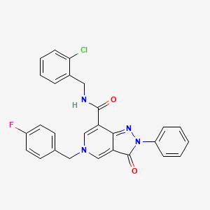 molecular formula C27H20ClFN4O2 B2451968 N-(2-chlorobenzyl)-5-(4-fluorobenzyl)-3-oxo-2-phenyl-3,5-dihydro-2H-pyrazolo[4,3-c]pyridine-7-carboxamide CAS No. 921876-77-9