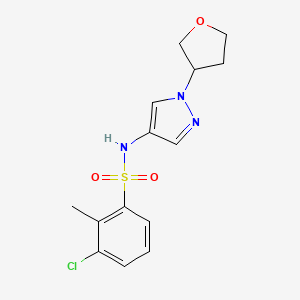 molecular formula C14H16ClN3O3S B2451970 3-chloro-2-methyl-N-(1-(tetrahydrofuran-3-yl)-1H-pyrazol-4-yl)benzenesulfonamide CAS No. 1797638-58-4