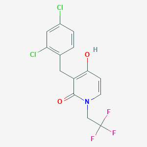 molecular formula C14H10Cl2F3NO2 B2451973 3-(2,4-dichlorobenzyl)-4-hydroxy-1-(2,2,2-trifluoroethyl)-2(1H)-pyridinone CAS No. 478045-95-3