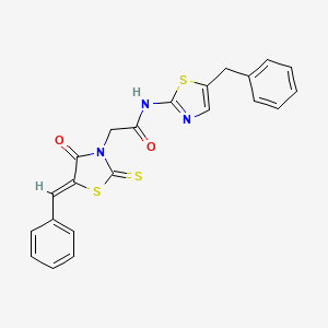 molecular formula C22H17N3O2S3 B2451977 N-(5-BENZYL-1,3-THIAZOL-2-YL)-2-[(5Z)-4-OXO-5-(PHENYLMETHYLIDENE)-2-SULFANYLIDENE-1,3-THIAZOLIDIN-3-YL]ACETAMIDE CAS No. 1164489-97-7