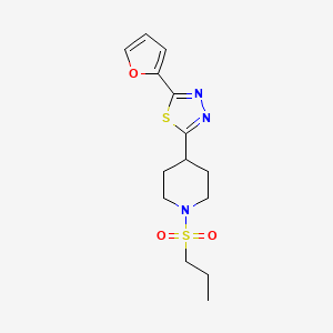 molecular formula C14H19N3O3S2 B2451981 2-(呋喃-2-基)-5-(1-(丙基磺酰基)哌啶-4-基)-1,3,4-噻二唑 CAS No. 1105209-45-7
