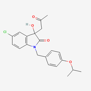 molecular formula C21H22ClNO4 B2451986 5-Chloro-3-hydroxy-1-(4-isopropoxybenzyl)-3-(2-oxopropyl)indolin-2-one CAS No. 879047-71-9