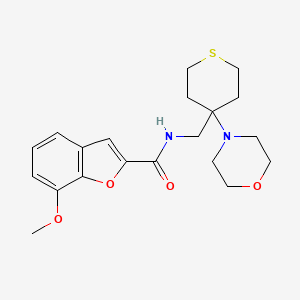 molecular formula C20H26N2O4S B2452005 7-methoxy-N-{[4-(morpholin-4-yl)thian-4-yl]methyl}-1-benzofuran-2-carboxamide CAS No. 2380174-92-3
