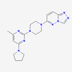 molecular formula C18H23N9 B2452008 4-Methyl-6-(pyrrolidin-1-yl)-2-(4-{[1,2,4]triazolo[4,3-b]pyridazin-6-yl}piperazin-1-yl)pyrimidine CAS No. 2415490-66-1