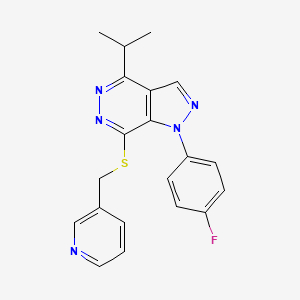 molecular formula C20H18FN5S B2452014 1-(4-fluorophenyl)-4-isopropyl-7-((pyridin-3-ylmethyl)thio)-1H-pyrazolo[3,4-d]pyridazine CAS No. 1203207-03-7