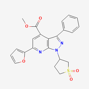 molecular formula C22H19N3O5S B2452021 甲基-1-(1,1-二氧代四氢噻吩-3-基)-6-(呋喃-2-基)-3-苯基-1H-吡唑并[3,4-b]吡啶-4-甲酸酯 CAS No. 942813-87-8