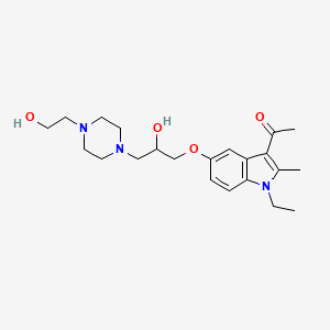molecular formula C22H33N3O4 B2452024 1-(1-ethyl-5-(2-hydroxy-3-(4-(2-hydroxyethyl)piperazin-1-yl)propoxy)-2-methyl-1H-indol-3-yl)ethanone CAS No. 942880-47-9