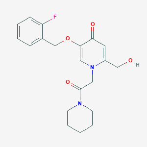 molecular formula C20H23FN2O4 B2452030 5-((2-fluorobenzyl)oxy)-2-(hydroxymethyl)-1-(2-oxo-2-(piperidin-1-yl)ethyl)pyridin-4(1H)-one CAS No. 946380-28-5
