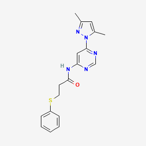 molecular formula C18H19N5OS B2452031 N-(6-(3,5-dimethyl-1H-pyrazol-1-yl)pyrimidin-4-yl)-3-(phenylthio)propanamide CAS No. 1428356-05-1