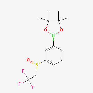 molecular formula C14H18BF3O3S B2452032 4,4,5,5-Tetramethyl-2-[3-(2,2,2-trifluoro-ethanesulfinyl)-phenyl]-[1,3,2]dioxaborolane CAS No. 2304631-69-2