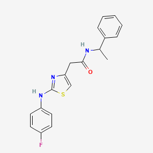 molecular formula C19H18FN3OS B2452040 2-(2-((4-fluorophenyl)amino)thiazol-4-yl)-N-(1-phenylethyl)acetamide CAS No. 1203065-71-7