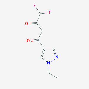 molecular formula C9H10F2N2O2 B2452044 1-(1-ethyl-1H-pyrazol-4-yl)-4,4-difluorobutane-1,3-dione CAS No. 1006329-10-7