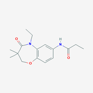 molecular formula C16H22N2O3 B2452048 N-(5-ethyl-3,3-dimethyl-4-oxo-2,3,4,5-tetrahydrobenzo[b][1,4]oxazepin-7-yl)propionamide CAS No. 921863-13-0