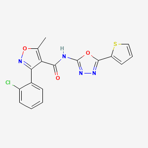 molecular formula C17H11ClN4O3S B2452050 3-(2-chlorophenyl)-5-methyl-N-(5-(thiophen-2-yl)-1,3,4-oxadiazol-2-yl)isoxazole-4-carboxamide CAS No. 1105221-55-3
