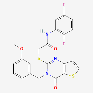 molecular formula C22H17F2N3O3S2 B2452061 N-(2,5-difluorophenyl)-2-({3-[(3-methoxyphenyl)methyl]-4-oxo-3H,4H-thieno[3,2-d]pyrimidin-2-yl}sulfanyl)acetamide CAS No. 1252917-81-9