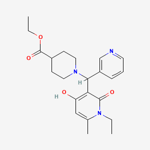molecular formula C22H29N3O4 B2452064 Ethyl 1-((1-ethyl-4-hydroxy-6-methyl-2-oxo-1,2-dihydropyridin-3-yl)(pyridin-3-yl)methyl)piperidine-4-carboxylate CAS No. 939242-37-2