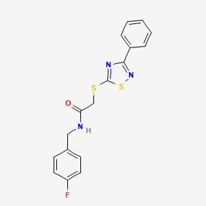 molecular formula C17H14FN3OS2 B2452097 N-(4-fluorobenzyl)-2-((3-phenyl-1,2,4-thiadiazol-5-yl)thio)acetamide CAS No. 864916-80-3