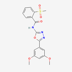 molecular formula C18H17N3O6S B2452098 N-(5-(3,5-dimethoxyphenyl)-1,3,4-oxadiazol-2-yl)-2-(methylsulfonyl)benzamide CAS No. 896268-72-7