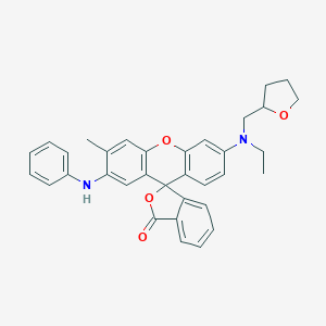 molecular formula C34H32N2O4 B024521 Spiro[isobenzofuran-1(3H),9'-[9H]xanthen]-3-one, 6'-[ethyl[(tetrahydro-2-furanyl)methyl]amino]-3'-methyl-2'-(phenylamino)- CAS No. 102232-11-1