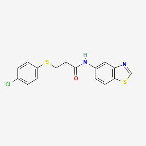 molecular formula C16H13ClN2OS2 B2452104 N-(benzo[d]thiazol-5-yl)-3-((4-chlorophenyl)thio)propanamide CAS No. 942002-86-0