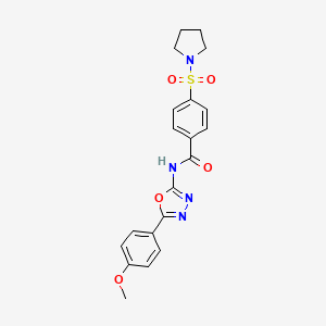 molecular formula C20H20N4O5S B2452108 N-(5-(4-methoxyphenyl)-1,3,4-oxadiazol-2-yl)-4-(pyrrolidin-1-ylsulfonyl)benzamide CAS No. 442881-17-6
