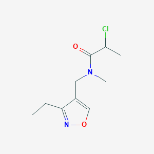 molecular formula C10H15ClN2O2 B2452109 2-Chloro-N-[(3-ethyl-1,2-oxazol-4-yl)methyl]-N-methylpropanamide CAS No. 2411262-13-8