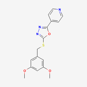 molecular formula C16H15N3O3S B2452159 2-((3,5-Dimethoxybenzyl)thio)-5-(pyridin-4-yl)-1,3,4-oxadiazole CAS No. 899989-01-6